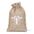 Candy wrapper custom printing logo Christmas small pouch jute drawstring gift bags